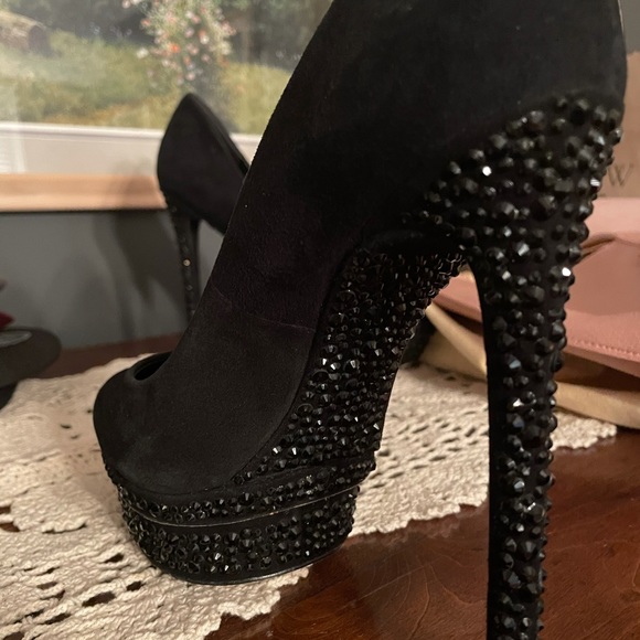 Brian Atwood Shoes - Brian Atwood 38.5/8 black crystal heels
